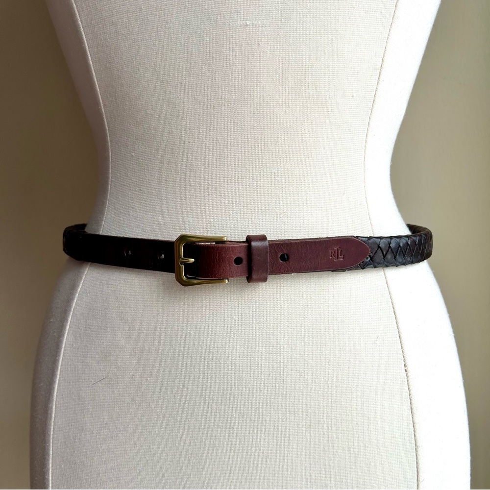 Ralph Lauren Dark Brown Braided Leather Belt